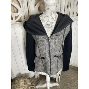 Vintage Nubby Blazer Jacket Wool Mohair Blend Soft Zip Hooded Top